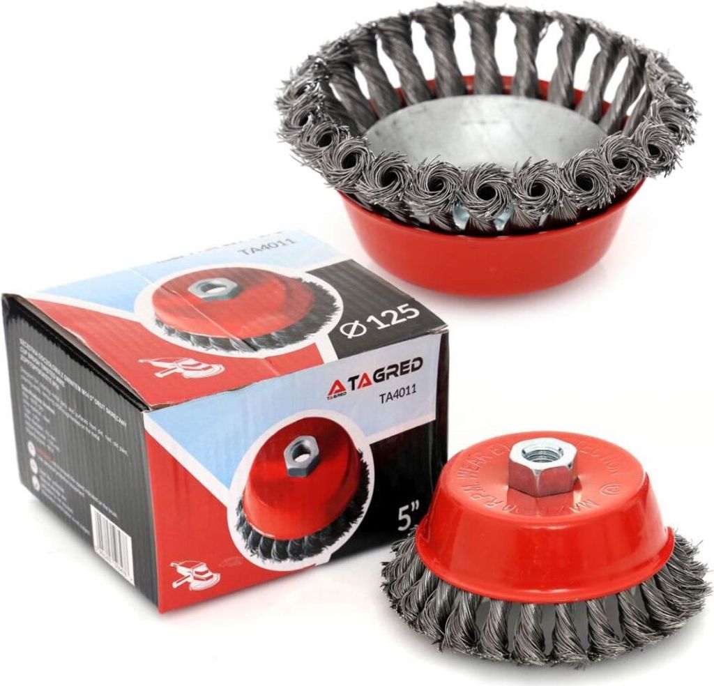Topfbürste Drahtbürste 2Stk. Bohrmaschine Kegelbürste Rundbürste M14 125mm 2 Stück