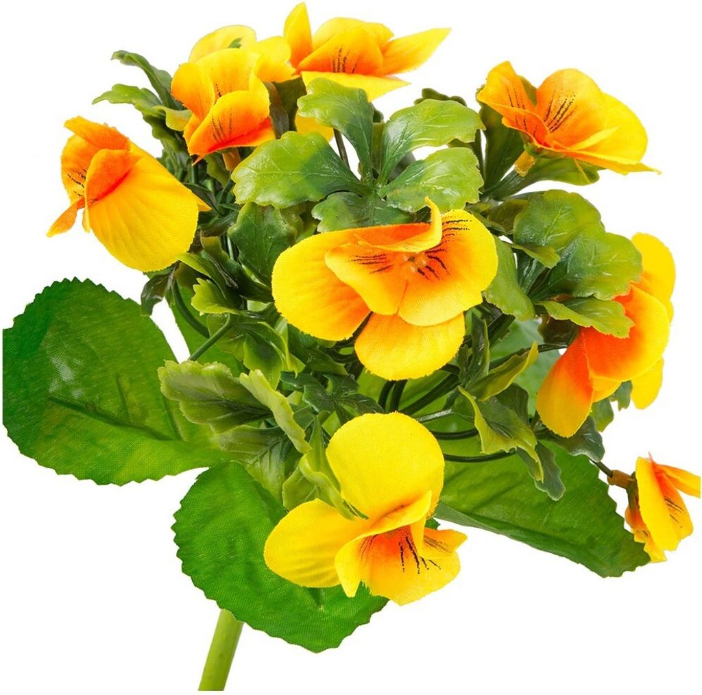 Dekolo Künstliche Blumen Blütenköpfe Pflanzen Stiefmütterche Frühlingsblumen Gelb