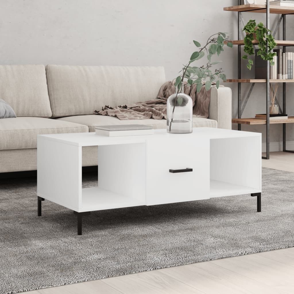 The Living Store Couchtisch Weiß 102x50x40 cm Holzwerkstoff