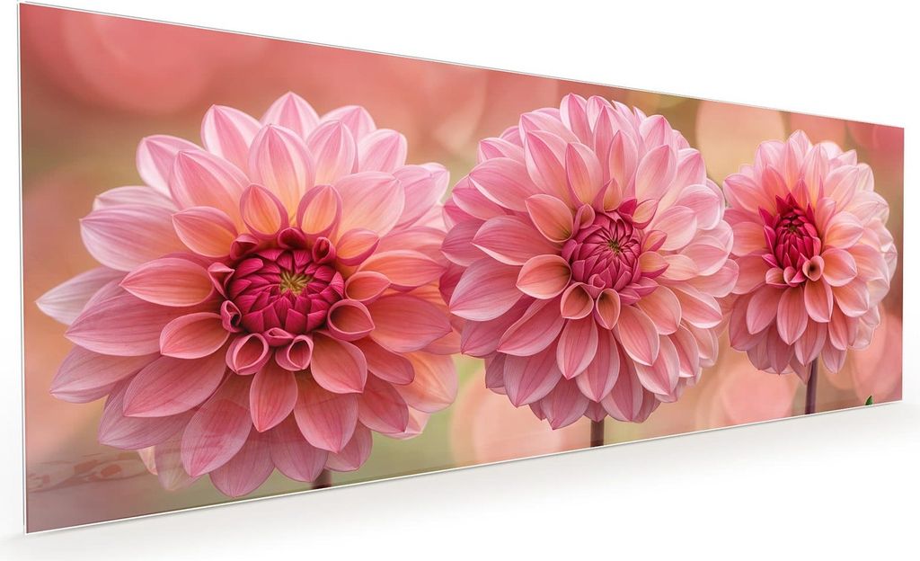Küchenrückwand Spritzschutz Glas mit Motiv Drei Blumenblüten 40 x 40 cm