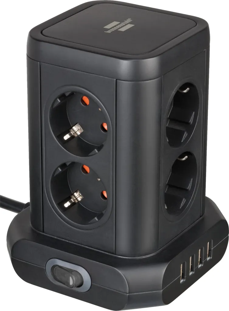 Gagnez de la place avec cette tour de 8 prises et 4 USB Brennenstuhl