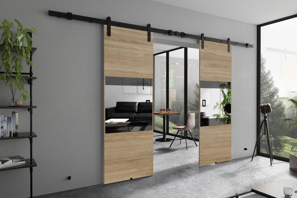 KIER FURNITURE MIA DUO – Schiebetür Komplettset – 172x205x1,6 cm - Sonoma-Eiche