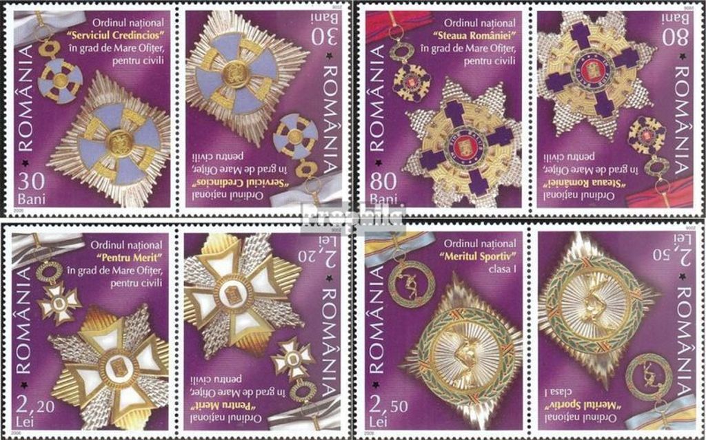 Briefmarken Rumänien 2006 Mi 6138-6141 Kehrdruckpaare (kompl.Ausg.) postfrisch Orden
