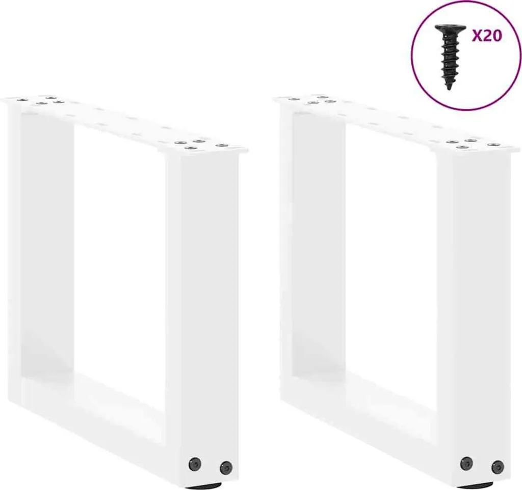 Gambe a U in Acciaio Bianco 40x30 cm - Set 2 Piedi Tavolino Moderno - 3