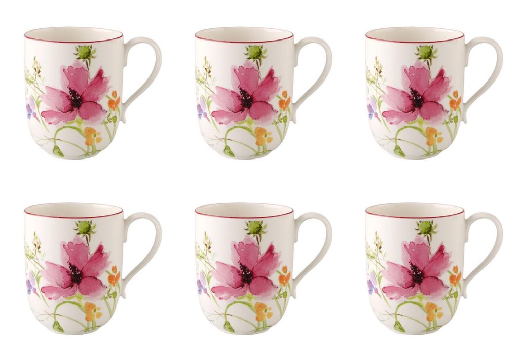 Villeroy & Boch Mariefleur Basic 6er Set Latte Macchiato Becher oval Porzellan