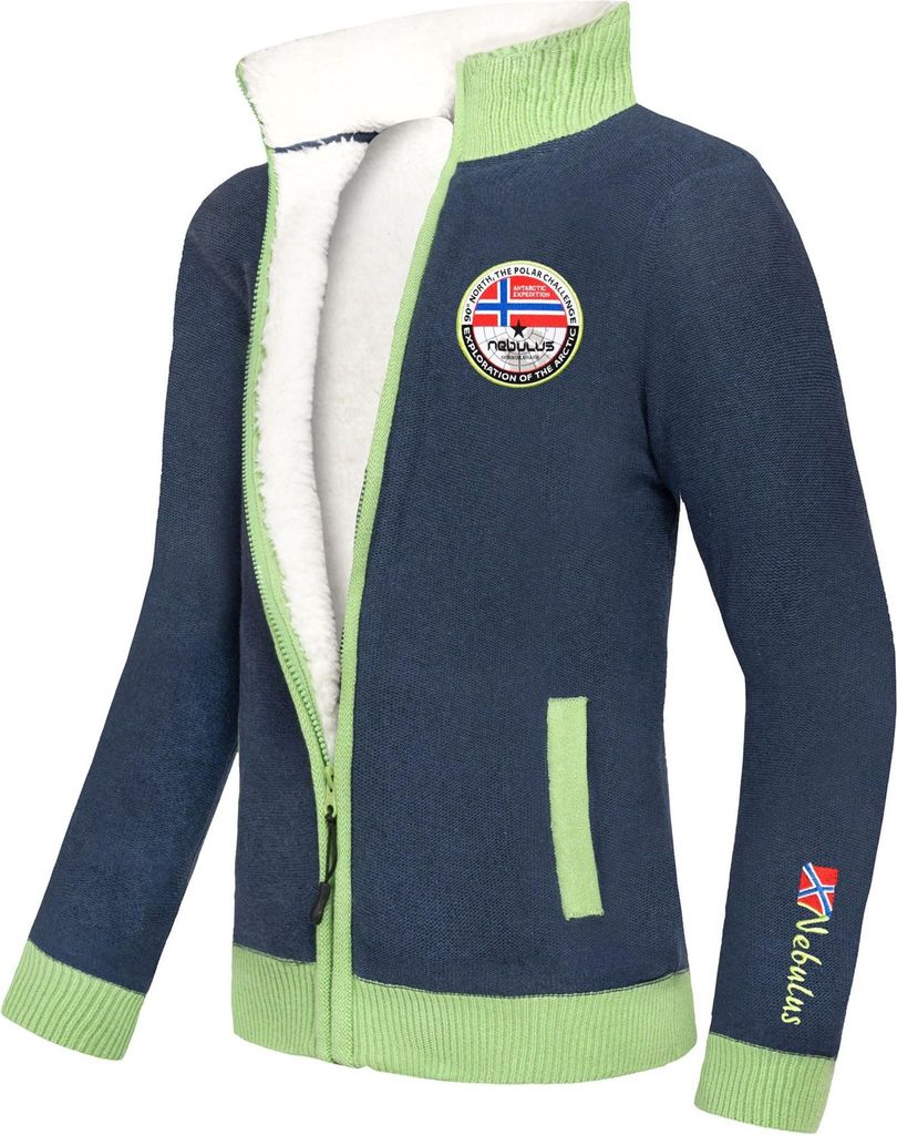Nebulus Norweger Strickjacke mit Teddyfell STORY Herren, lässige Jacke , vielseitig , P5577 - Herren, navy, M