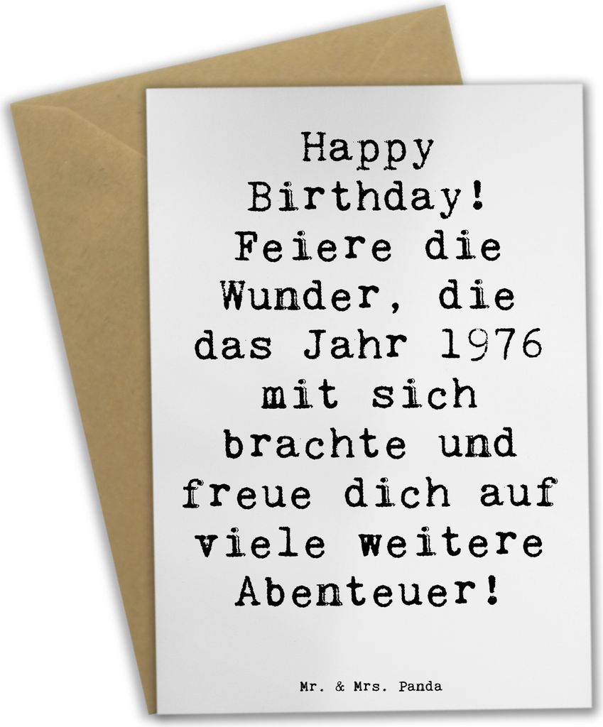 Mr. & Mrs. Panda Grußkarte Spruch 1976 Geburtstag - Weiß - Geschenk, Klappkarte, einladungskarten, herzlicher Gruß, Alter, valentinstagskarte, G...