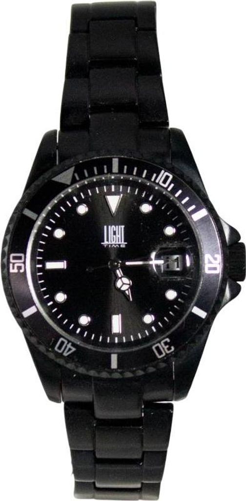 Light Time Armbanduhr Quarz Damen Herren Datum Aluminium Schwarz L125BLK