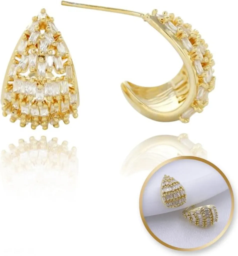 Pendantes Flamenco Mystique en Acier Inoxydable Plaqué Or et Zircon