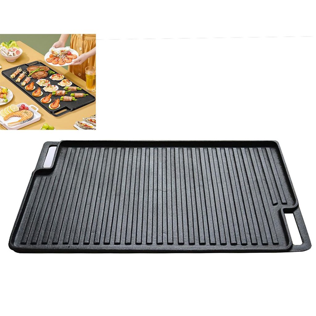 Gusseiserne Teppanyaki Grillplatte – Steakpfanne für Zuhause & BBQ