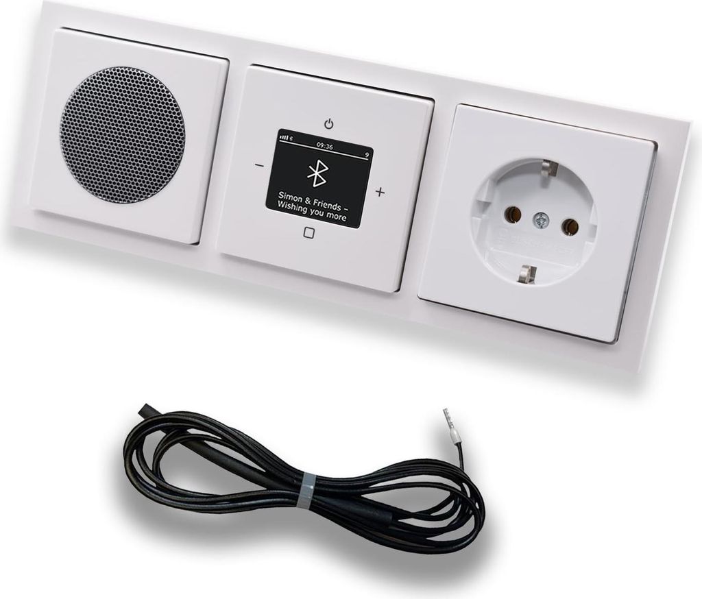 Busch Jäger DAB+ Unterputz Bluetooth Radio 8217U-101 Future Linear Studioweiß, Set mit Lautsprecher, Abdeckungen, Steckdose mit Kinderschutz, Rah...