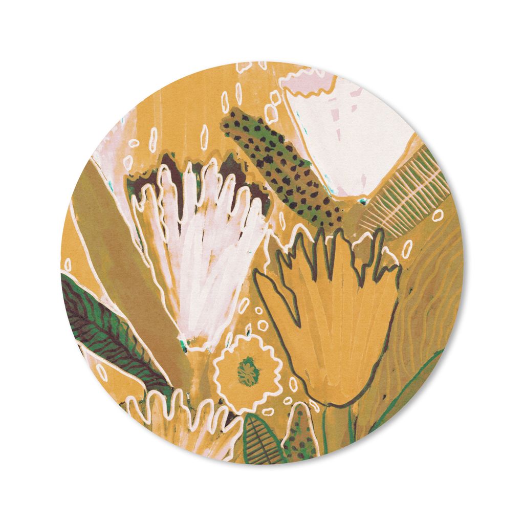 MuchoWow Mauspad Mousepad Blumen - Gelb - Pflanzen 20x20 cm - Mousepads - Maus Mat - Pad - Mausunterlage - Schreibtischmatte