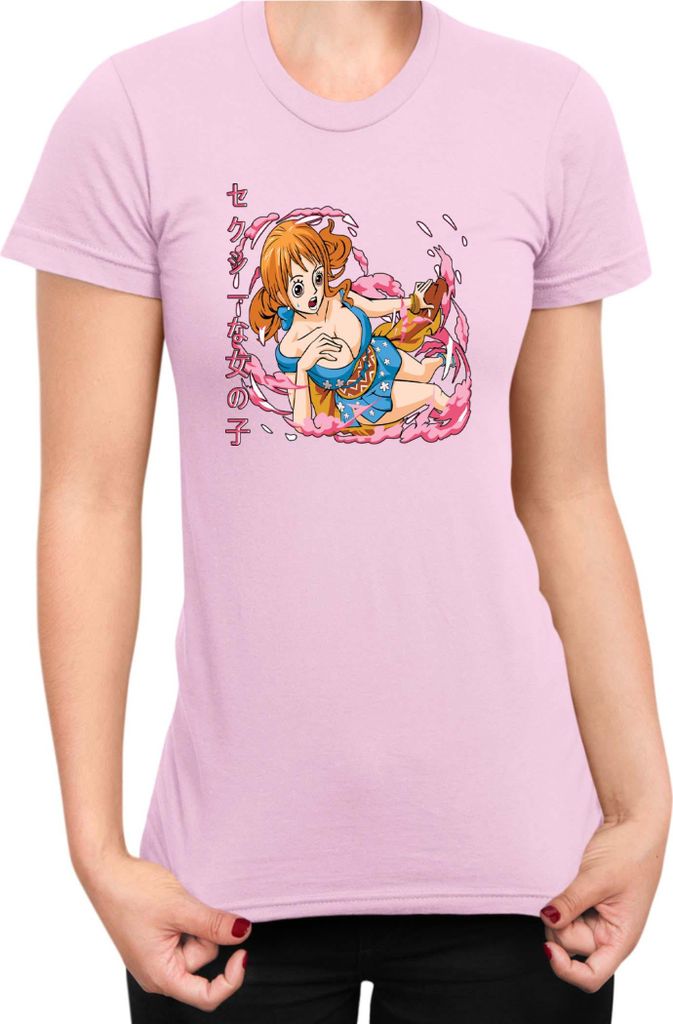 Damen T-Shirt Japan Manga Anime Comics Animation One Manga Piece Anime Nami Hero, Lady S / Hellrosa