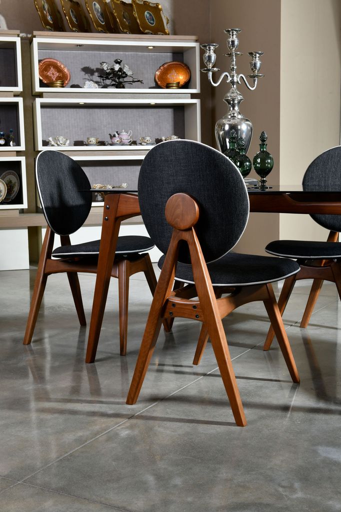 Skye Decor, Touch v2 - Anthracite, Stuhlset (2 Stück), Nussbaum, Hainbuchenholz, 54 x 55 x 93 cm