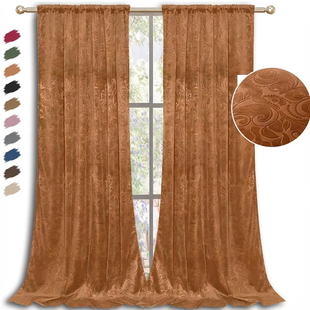Tende Velluto Arancione 132x244 cm | Goffratura 3D Blackout
