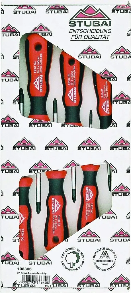 Coffret de 6 tournevis ergonomiques Stubai pour empreintes PZD et PH