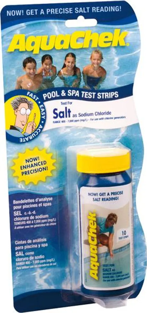 Aquachek AQUASEL 10 Strisce Reattive Sale Piscina | Analisi Cloruro Sodio