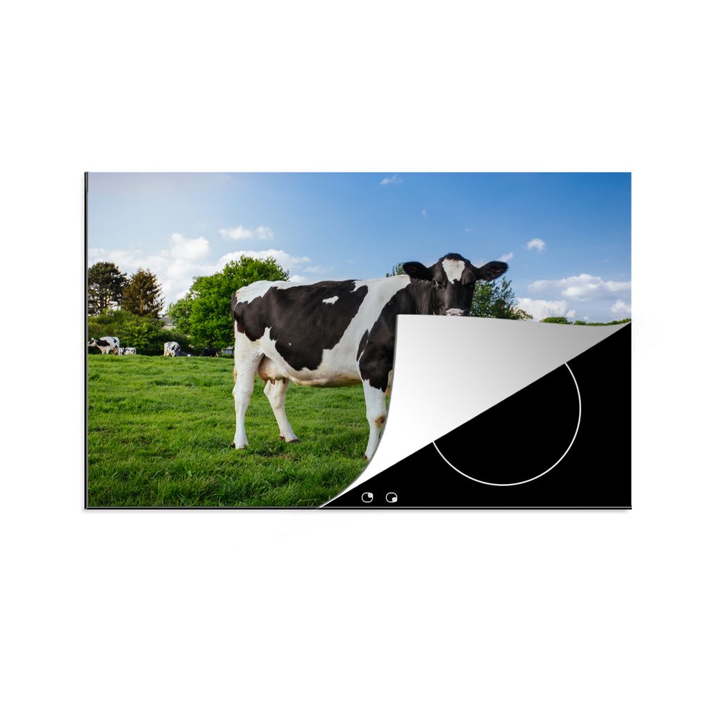 KitchenYeah Herdabdeckplatte Kuh - Schwarz - Weiß - Niederlande , 81x52cm, Küche Deko, Glaskeramikkochfeld Herdabdeckung, Abdeckplatte fùr Koc...
