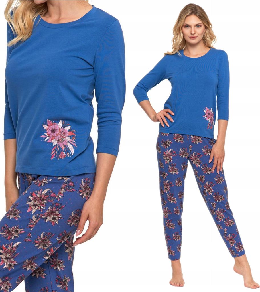 WOMEN'S Pyjamas Zweiteilig Floral Muster 3/4 Ärmel Plus Größe MORAJ XXL