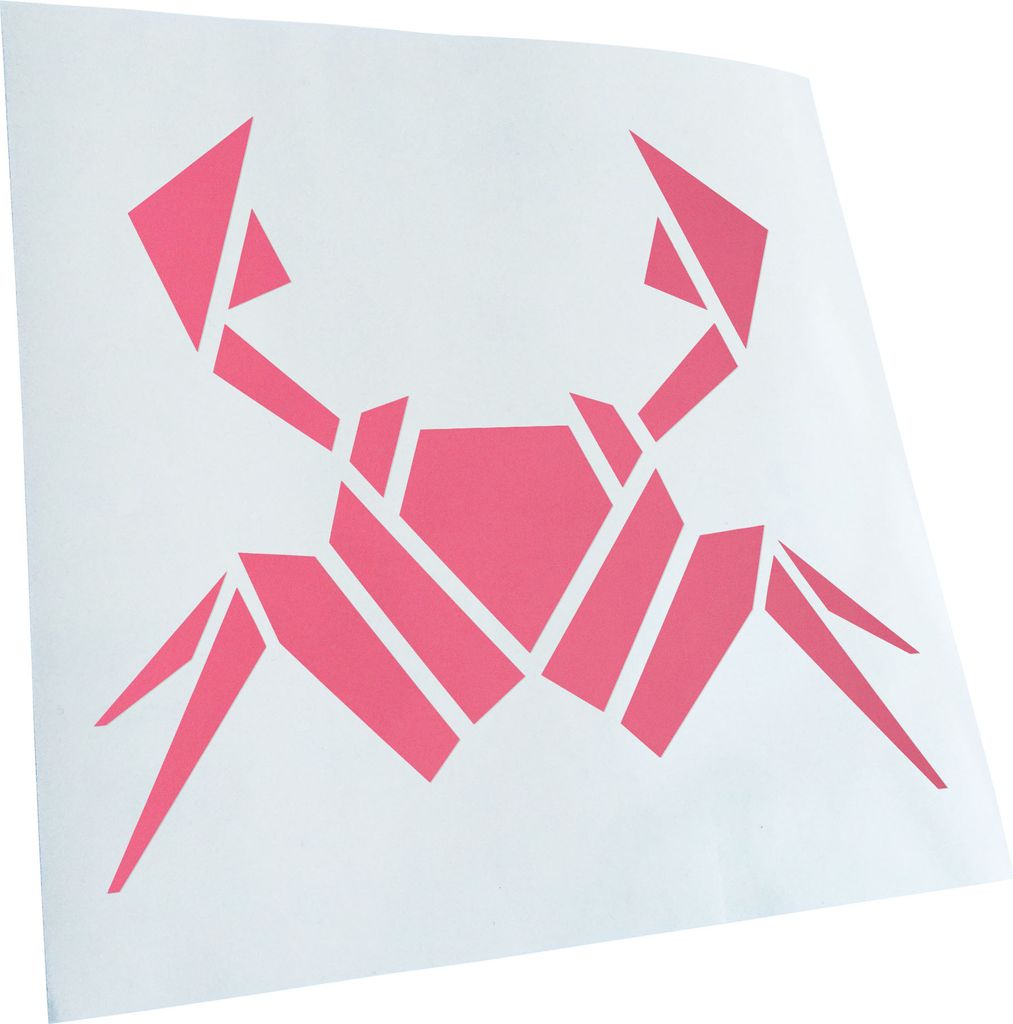 Kiwistar - Autoaufkleber - Papierfalten Krabbe - Hellrosa - 40x35cm - Aufkleber für Auto, Laptop, Fahrrad, LKW, Motorrad mehrfarbig JDM Decal Racing