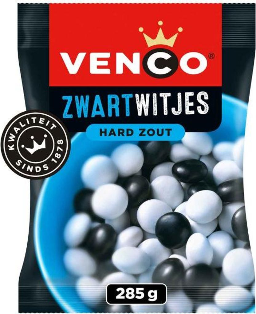 Venco Zwartwitjes Hard Zout 285g Produktbild 