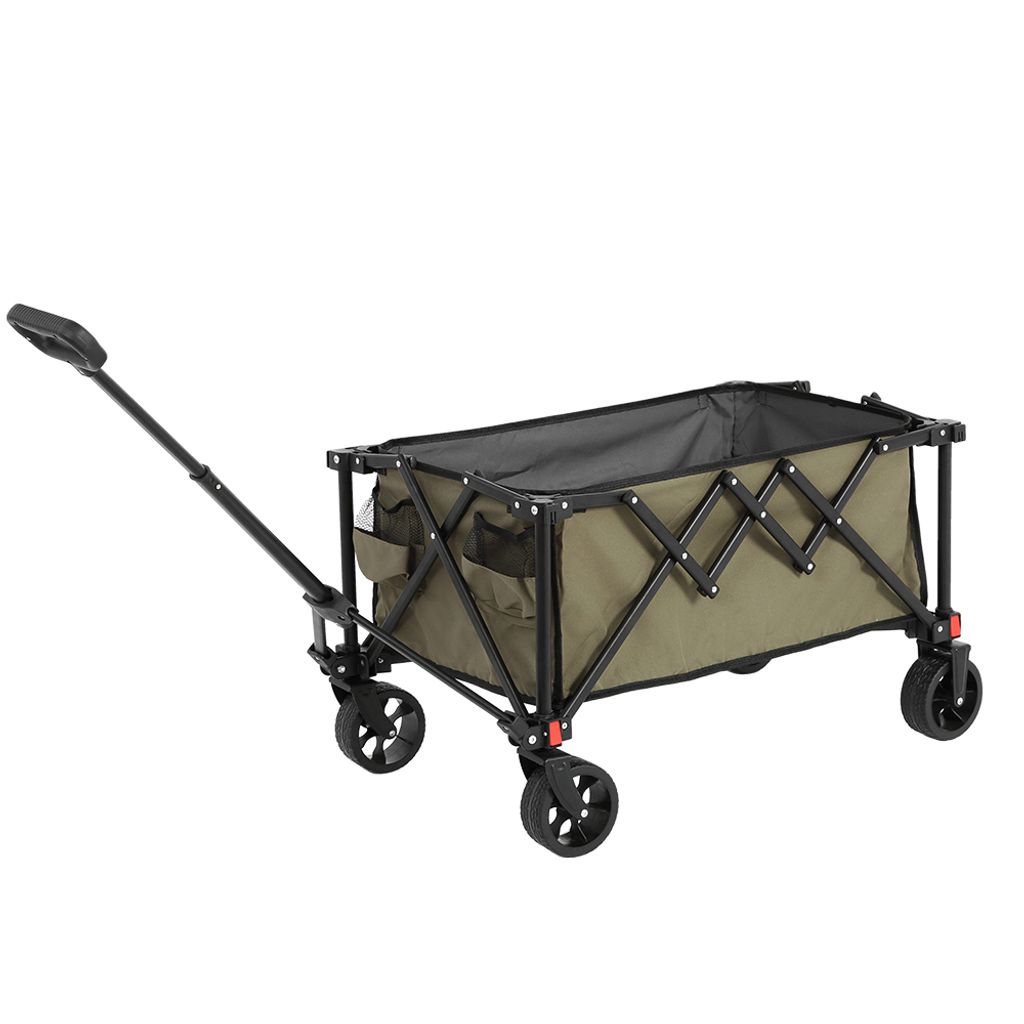 AIORBER Bollerwagen, 80 L, faltbar, abnehmbare Ausführung, selbstaufrichtender Griff, trolley, für Camping, Strand, 76,98x48x45cm, Armeegrün