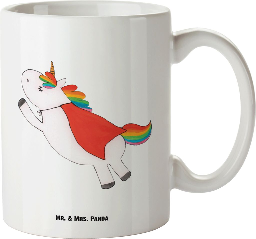 Mr. & Mrs. Panda steingut tasse Einhorn Super - Weiß - Geschenk, Große, Pott, Kaffeepott, Keramiktasse, Superheld, Einhörner, Freundin, Held, we...
