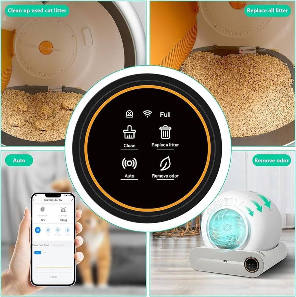 Daewoo D-HIPC102W Hunde-/Katzentoilette Katze Selbstreinigendes Katzenklo Grau