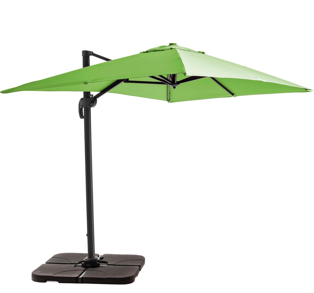 Sonnenschirm 2x3m Alu inkl. 4er-Set Standgewichte Grün - Oviala Amalya