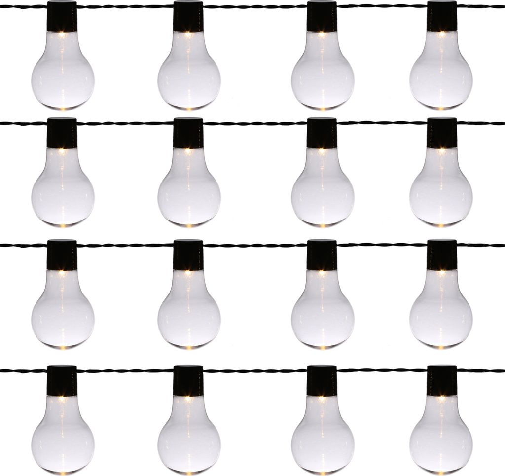 LED Party Lichterkette - 16 transparente Glühbirnen - warmweiße LED - 4,5m - für Außen