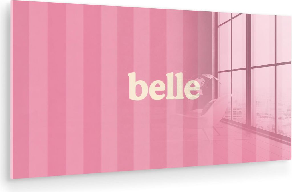 MuchoWow Glasbilder - Bilder auf Wandbild - Foto auf Glas Rosa - Gestreift - Belle 80x40 cm Wanddekoration aus Glas - Acrylglasbild - Acrylbilder -...