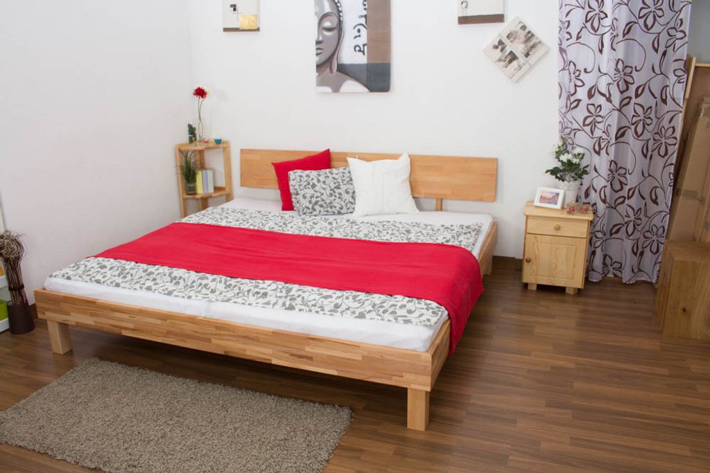 Kernbuche Holzbett Bettgestell 200 x 200 cm geölt