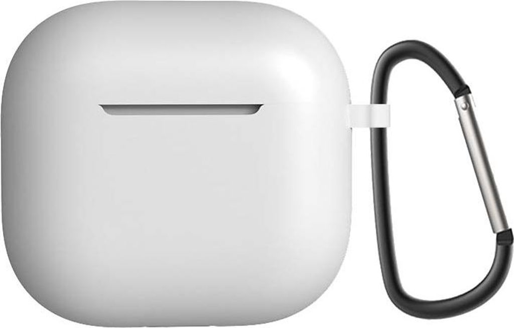 AirPods 4 Hülle aus weichem Silikon: Perfekter Schutz, wireless Laden möglich. Robuste Passform in klassischem Weiß