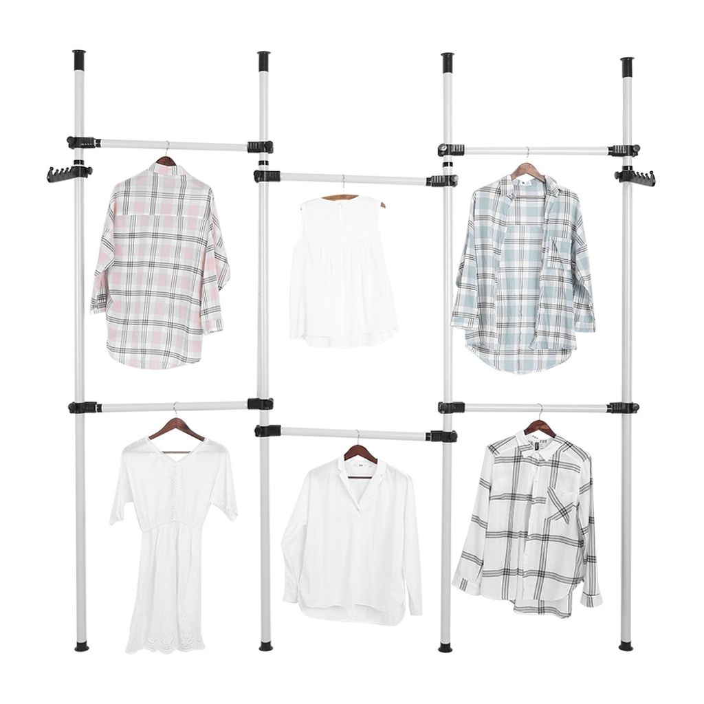 Verstellbarer Kleiderstangenständer – Skalierbares DIY-Kleiderregal mit 6 Horizontalstreben, 38 mm Rohr, Indoor-Wardrobe-Organizer
