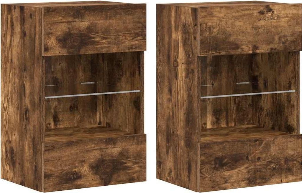 vidaXL Wandschränke mit LED-Leuchten für TV 2 Stk. Räuchereiche