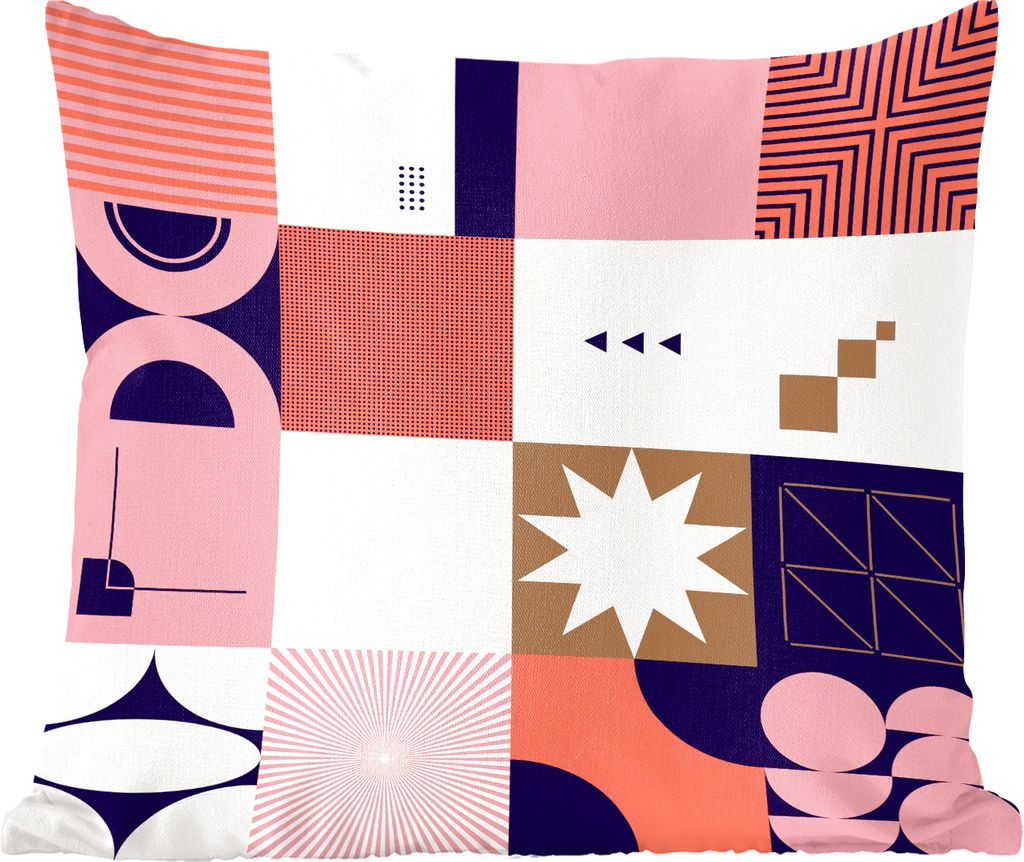 MuchoWow Zierkissen Sofakissen Wohnzimmer Dekokissen 60x60 cm Formen - Vintage - Geometrie - Muster - Sitzfläche - Foto Polster