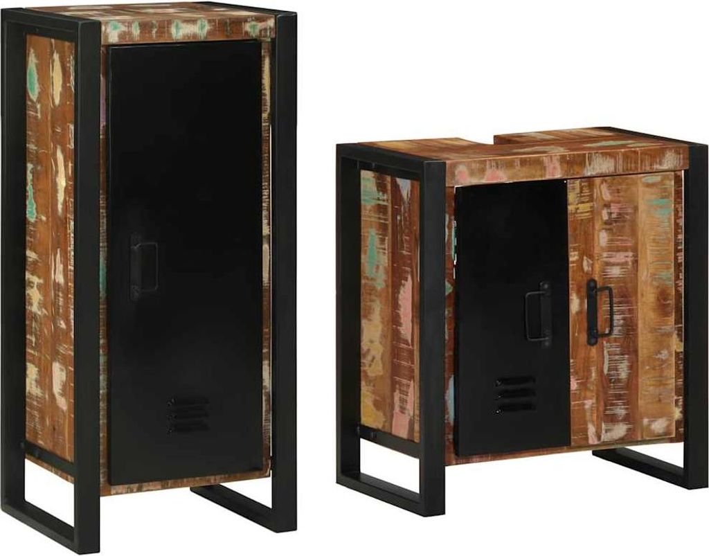 Maison Exclusive - Badezimmermöbel-Set mit Regal 2 pcs Massives upgecyceltes Holz