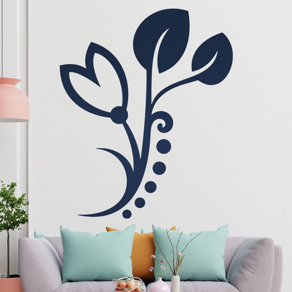 Blume - Linien Punkte Wandtattoo in 6 Größen - Wandaufkleber Wall Sticker - Dekoration, Küche, Wohnzimmer, Schlafzimmer, Badezimmer