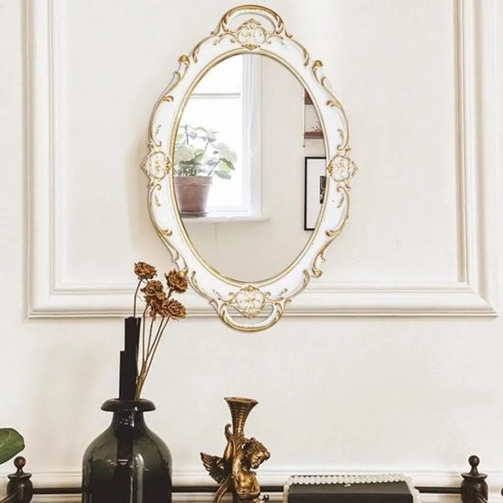 Miroir Mural Ovale Blanc 37x25 cm : Agrandissez vos Petites Pièces