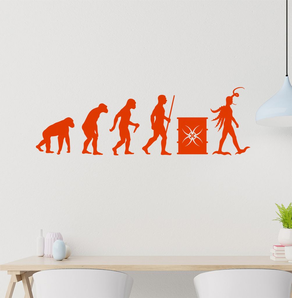 Mutation Evolution Wandtattoo Wandaufkleber Wall Sticker - Dekoration, Küche, Wohnzimmer, Schlafzimmer, Badezimmer
