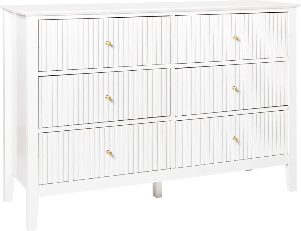 BELIANI Komoda biała MDF 6 szuflad złote uchwyty salon Zdjęcie produktu 