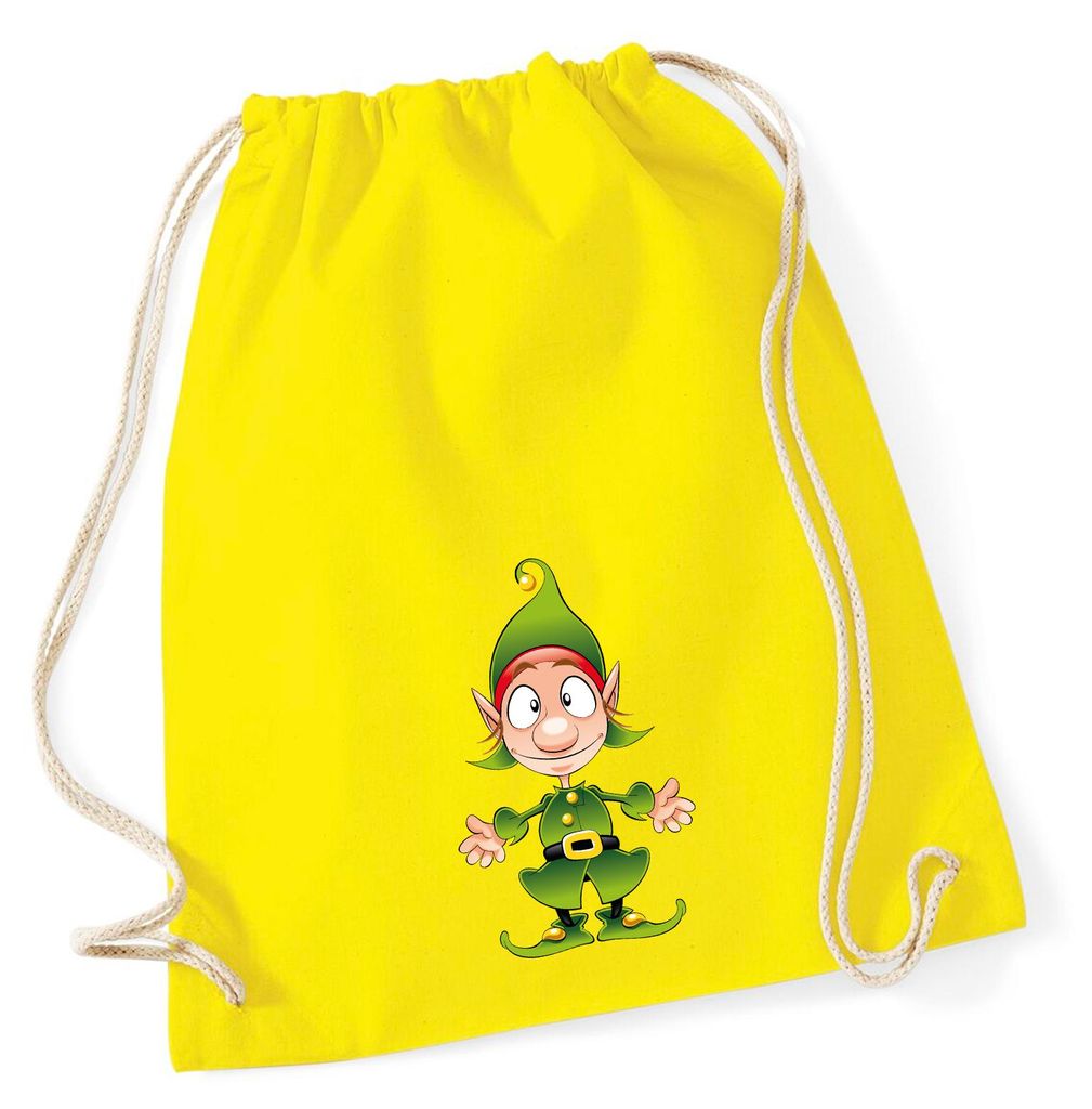 Huuraa Turnbeutel Kobold Fabelwesen 12 Liter Yellow Baumwolle Rucksack Geschenkidee
