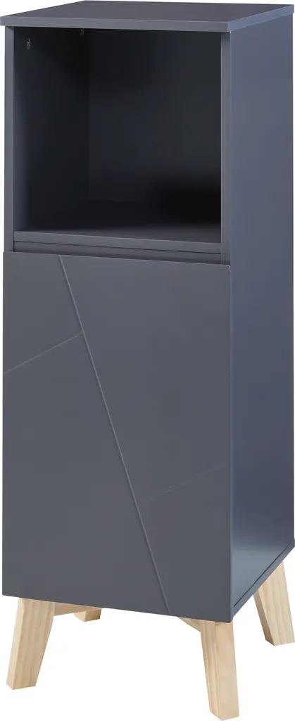 Petite armoire de rangement salle de bain grise Overath - Meuble d'appoint