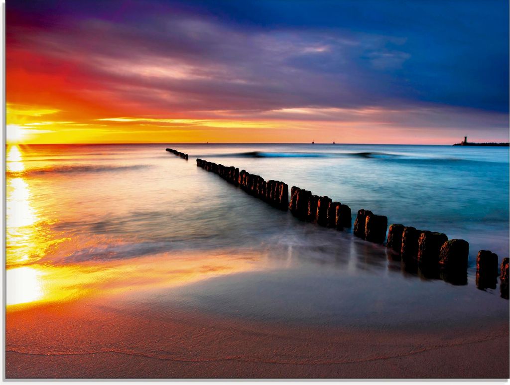 ARTland Glasbild Ostsee mit schönem Sonnenaufgang Größe: 60x45 cm