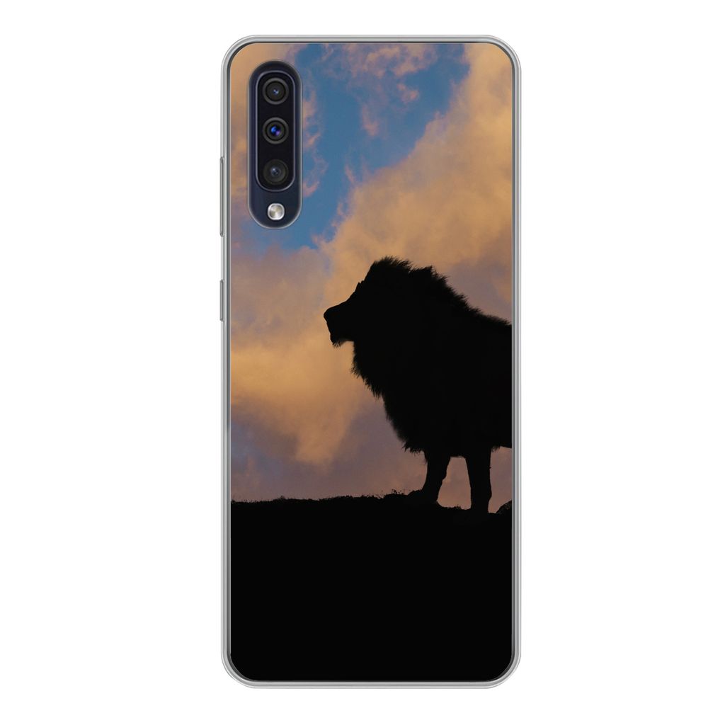MuchoWow Handyhülle Schutzhülle Hülle für Samsung Galaxy A50 Löwe - Sonnenuntergang - Wild Silikon Softcase Handy Hülle - Mobiltelefonhülle