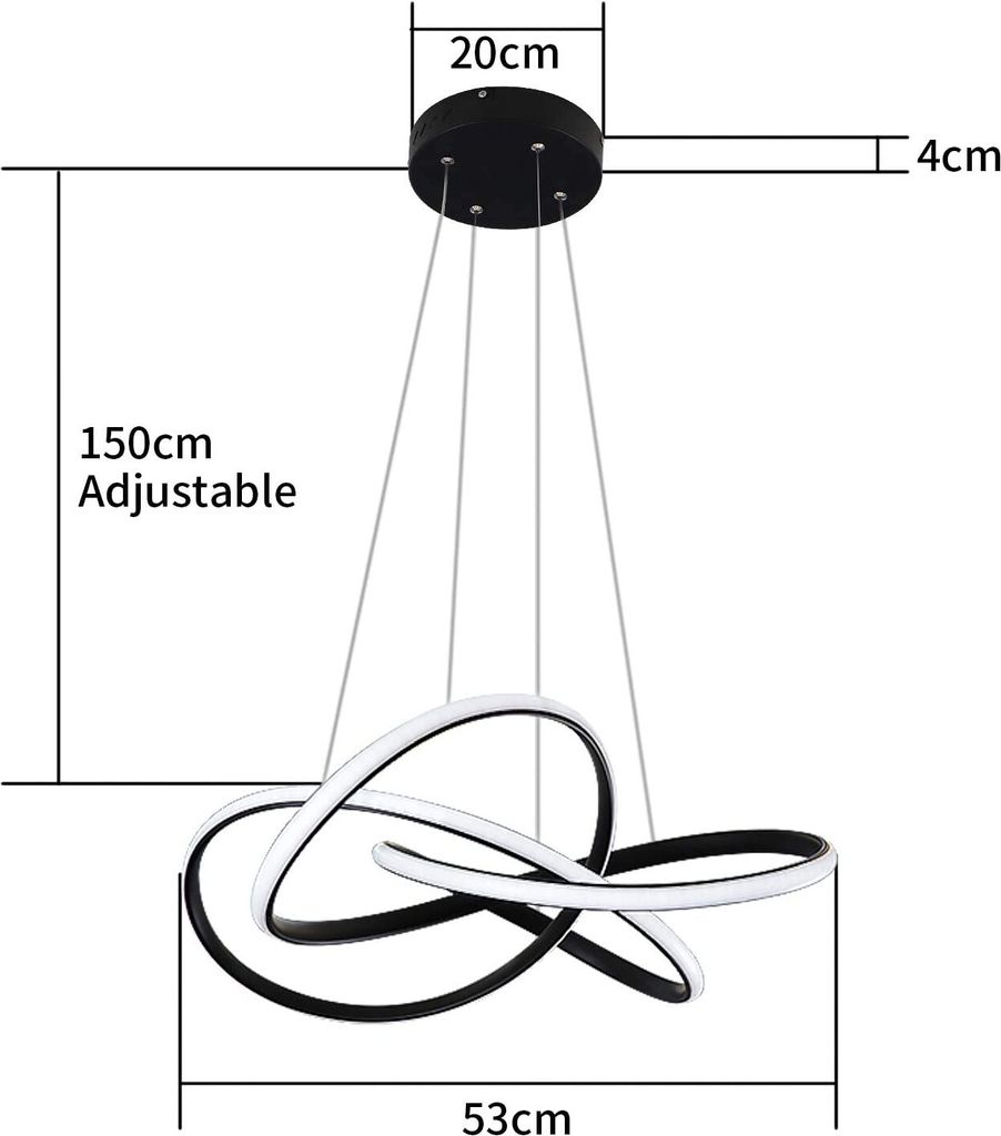 ZMH LED Pendelleuchte Wohnzimmer Schwarz Hängelampe Produktbild 5