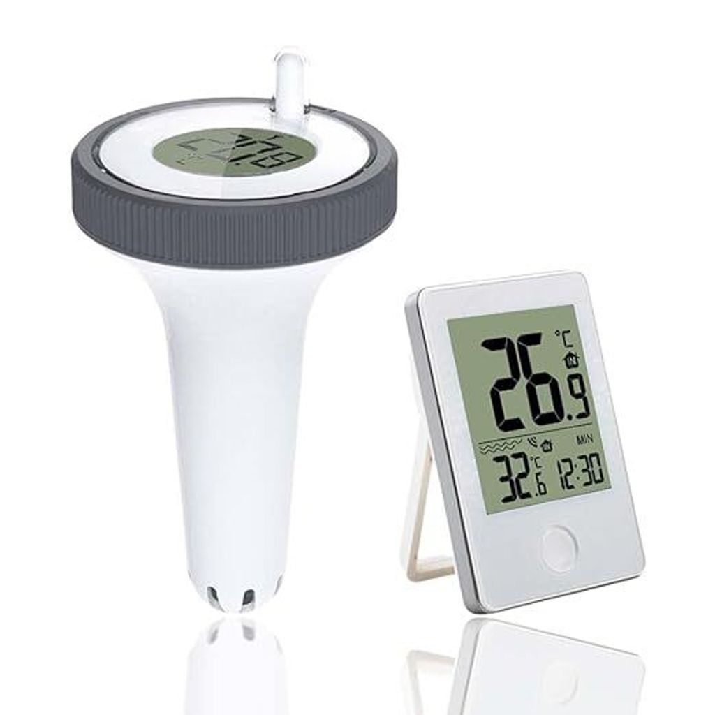 A floating thermometer and a separate digital thermometer.