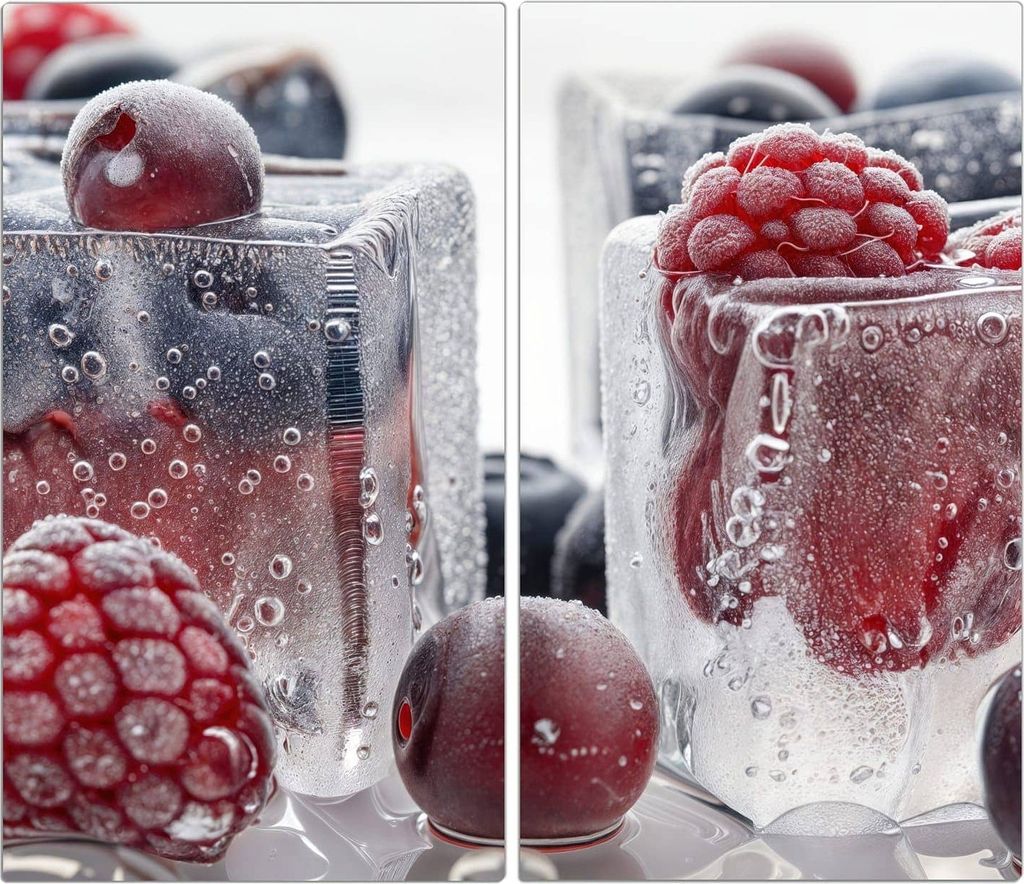 Spritzschutz Herdabdeckplatte Schneidebrett aus Glas Gefrorene Beeren 2-Teilig (60x52cm)