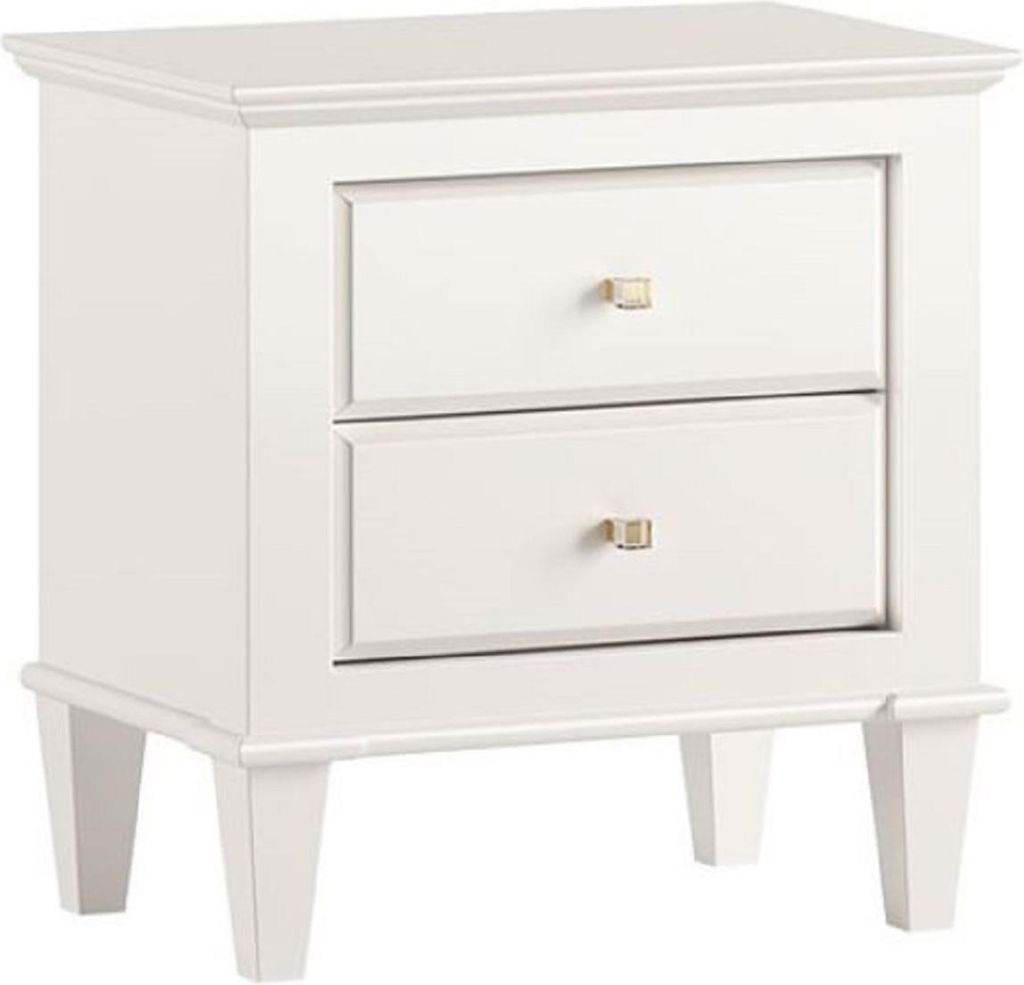 Casa Padrino Luxus Art Deco Nachttisch Weiß 60 x 40 x H. 61 cm - Massivholz Beistelltisch mit 2 Schubladen - Schlafzimmer Möbel - Art Deco Möbel...