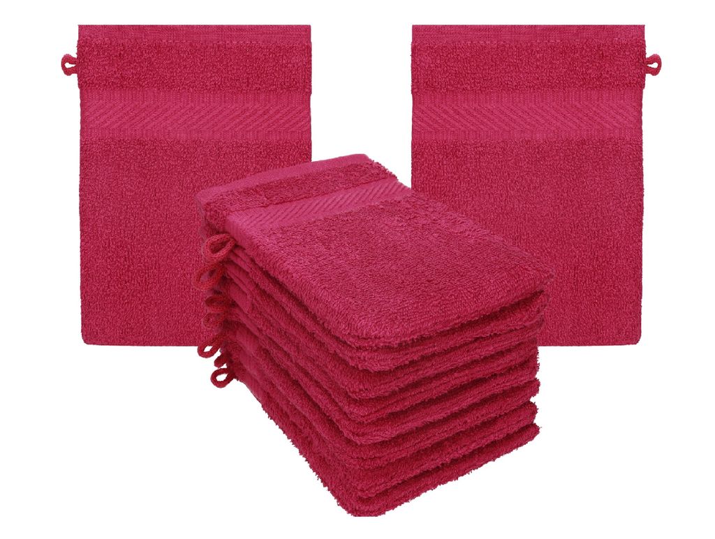 Betz 10er Pack Waschhandschuhe Premium Farbe Dunkelblau & Altrosa Größe 16x21 cm 